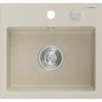 Mexen Milo granito vienos plautuvės kriauklė 435 x 410 mm, smėlio spalvos, chromo sifonas - 6505441000-69