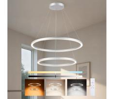 Brilagi-LED reguliuojamas pakabinamas šviestuvas ant laido PORTOFINO LED/98W/230V Ø 80 cm sidabrinis, su nuotoliniu valdymu