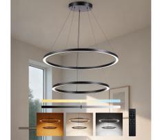 Brilagi - pritemdomas LED pakabinamas šviestuvas ant laido PORTOFINO LED/98W/230V, skersmuo 80 cm, juodas, su nuotoliniu pultu