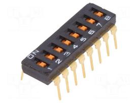Switch: DIP-SWITCH | Poles number: 8 | ON-OFF | 0.025A/24VDC | Pos: 2