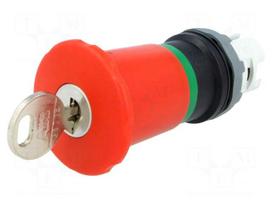 Switch: emergency stop with key | Stabl.pos: 2 | 22mm | red | IP66