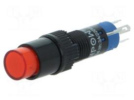 Switch: push-button | Pos: 2 | SPDT | 0.5A/250VAC | 1A/24VDC | ON-ON | red