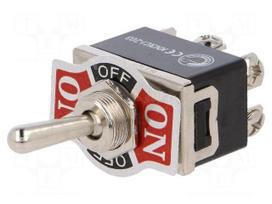 Switch: toggle | Pos: 3 | DP3T | ON-OFF-ON | 10A/250VAC | -25÷85°C | 50mΩ