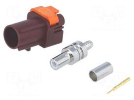 Plug | FAKRA II SMB | male | straight | RG174,RG316 | crimped | claret