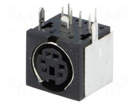 Socket | DIN mini | female | PIN: 6 | shielded | THT | on PCBs | angled 90°