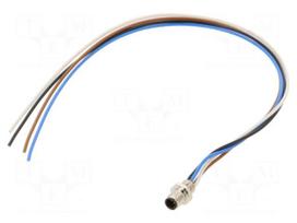 Connector: M5 | socket | male | cables | PIN: 4 | 1A | IP67 | 60V | 200mm | 707
