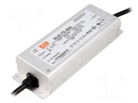 Power supply: switching | LED | 76W | 36VDC | 1.05÷2.1A | 180÷295VAC