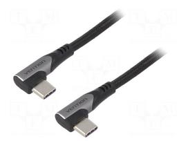 Cable | USB 2.0 | USB C angled plug,both sides | 0.5m | black | 100W