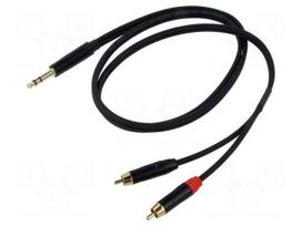Cable | Jack 6,3mm plug,RCA plug x2 | 1.5m | black | PVC