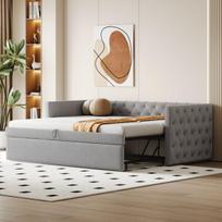 Ištraukiamas sofa-lova, 90x200 cm, grotelės, pilka, 1 vnt