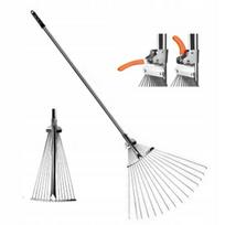 Reguliuojamas metalinis lapų ir žolės grėblys 15 dantų, 116–150 cm