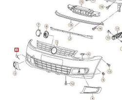 VW CADDY 10-15 priekinio bamperio vilkimo kablio dangtelis originalus 2K5807241