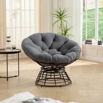 Papasan kėdė, plienas, PE rotangas, 360 laipsnių sukimas, 130 kg, 1 vnt