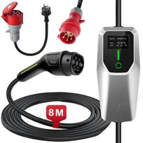Elektromobilių įkrovimo stotis JUNSUN 16A 11KW 8M 2 tipo kabelis nešiojamasis įkroviklis 3 fazių CEE tinka PHEV ir EV
