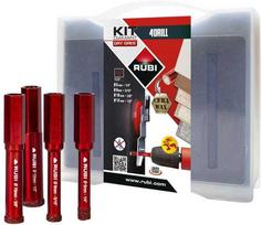 4 deimantinių grąžtų rinkinys keraminėms, gres ir porcelianinėms plytelėms, 6, 8, 10, 12 mm, DryGres 4Drill, Rubi serija [05939]
