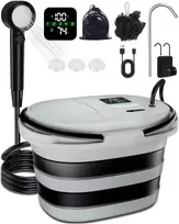 Spopal nešiojamas kempingo dušas su įmontuota pompa, LED ekranu, 20 l talpykla ir 13 000 mAh akumuliatoriumi
