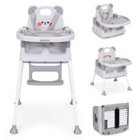 Vaikiška maitinimo kėdutė 3-in-1 su dvigubu padėklu ir 5 taškų saugos diržais, pilka ECOTOYS