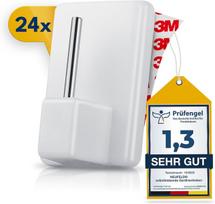 Neufeld® 24 užuolaidų kabliukai, lipnūs, balti [su 3m lipniu paviršiumi] - užuolaidų strypų lipnūs kabliukai, nereikia gręžti užuolaidoms ir panelinėms užuolaidoms