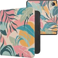 Kwmobile dėklas-knygelė, suderinamas su Kobo Libra 2 - Ereader dėklas - Tropical Jungle Pink Yellow Green