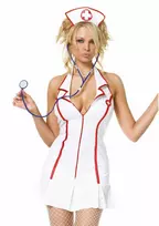 LEG AVENUE Leg Avenue Head Nurse Dress Set White 3-Piece Costume M/L