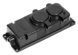 ORNO ŠLAKAMS ATSPARUS IR SMŪGIAMS ATSPARUS SKIRSTYTUVAS IP44, 2x LIZDAI 2P+Į, GUMINIS, NEDEGUS &&