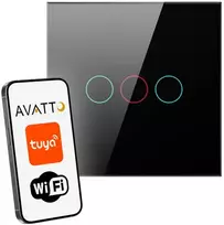 Stiklinis „Wi-Fi“ šviesos jungiklis Avatto TS02-EU-B3