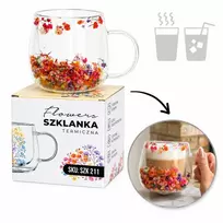 Eu Sandelis Dvigubo stiklo puodelis su įspūdingomis gėlėmis viduje 300 ml 1vnt SZK211