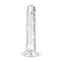 Dildo Easytoys želinis dildo be kamuoliukų 14 cm skaidrus lankstus su prisegama siurbtuko pagrindu