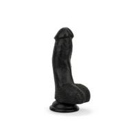 Dildo EasyToys dildo su sėklidėmis 12 cm juodas realistiškas lenktas kotas