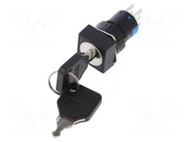 Switch: key switch | Stabl.pos: 3 | Contacts: 3PST | Ø16mm | Key: flat