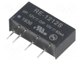 Converter: DC/DC | 1W | Uin: 10.8÷13.2VDC | Uout: 12VDC | Iout: 83mA