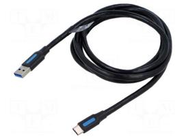 Cable | USB 3.0 | USB A plug,USB C plug | nickel plated | 1.5m | black