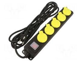 Extension lead | H05RR-F | 3G1.5mm2 | 5m | rubber | black | Sockets no: 5