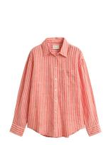 Gant - Rel Striped Linen Ls Shirt - Marškinėliai ilgomis rankovėmis - Raudona