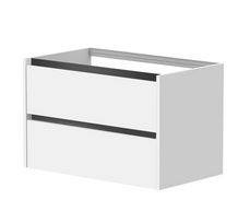Apatinė spintelė po praustuvu KAME CITY, BU/8-3DR/D02P2, juodi profiliai, 80 cm, Matinė balta