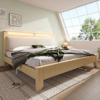 Dvigulė lova iš medžio, 180x200 cm, su LED, 2 dėžės