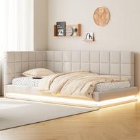 Polsteruota lova su LED, USB, grotelės, 90x200 cm, 1 vnt