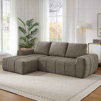 Kompresinė sofa, L formos, virvutės audinys, kišeninės spyruoklės, 1 vnt