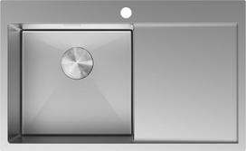 Mexen Exar plieninė vienos kameros kriauklė su nutekamuoju paviršiumi, kairė, 780 x 480 mm, inox - 6433781010L-01, Mexen Exar plieninė vienos kameros kriauklė su nutekamuoju paviršiumi, kairė, 780 x 480 mm, inox - 6433781010L-01