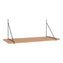 Sieninė lentyna 80x29x31 cm natūralaus dekoro ir juodo metalo