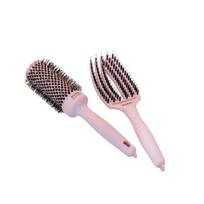 Plaukų šepetys, Olivia Garden Pastel Pink Brush Kit (Fingerbrush Care Iconic Boar & Nylon M + Expert Blowout Shine 45)