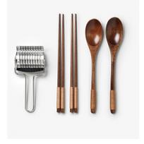 Mėlynos spalvos valgymo lazdelių rinkinys iš nerūdijančio plieno/bambukinis 2 žmonėms The Essentials - Ramen Tools – Printworks