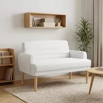 Minkštas kampas su mygtukų apmušalais Balta 116 x 67 x 80 cm