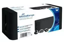 MediaRange Cable tidy box, small-sized, 233x118x114mm, juodas, Storage box, Juodas, Rectangular, Plastic, 114 mm, 233 mm