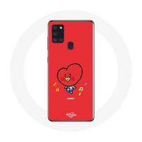 Coque pour Samsung Galaxy A21S BTS Bangtan Garçons BT21 TATA V Fond Rouge