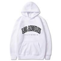 Women Pocket Long Sleeve Oversize Losangeles Printing Women Sweatshirt Autumn Winter Loose High Quality Hoodie Letter Hooded S white