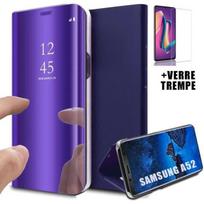 Protective Case - PROSHOP - for Samsung A52 5G - with 2 Tempered Glass - Translucent Window - Purple violetinė