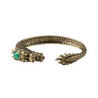 Vintage Dragon Brass Bangle Handcraft With Gemstones for Women Antique Chinese Inspired Jewelry Gifts Daily Use