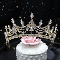Baroque Luxurious Geometric Crystal Stone Bridal Tiaras Crown Big Rhinestone Pageant Prom Diadem Bride Headbands Nuptial Wedding Occasion Hair