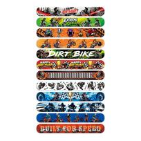 Children's Off-Road Dirt Bike and Mountain Bike Slap Bracelet: F1 Racing Racetrack Design in Black and White